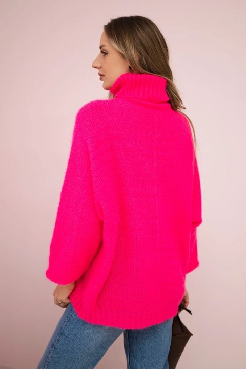 Sweter z golfem różowy neon Sweter z golfem różowy neon