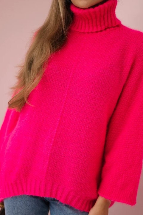 Sweter z golfem różowy neon Sweter z golfem różowy neon