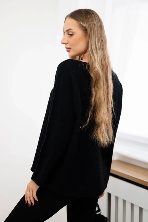Sweter z okrągłym dekoltem czarny Sweter z okrągłym dekoltem czarny