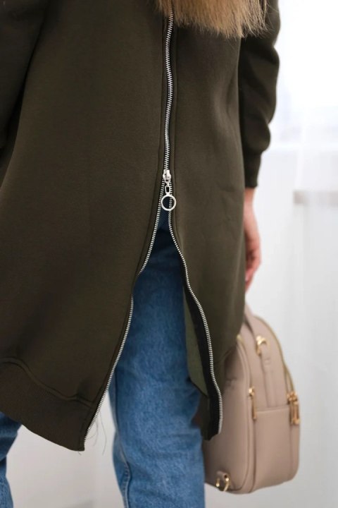 Bluza ocieplana z suwakiem z tyłu khaki Bluza ocieplana z suwakiem z tyłu khaki