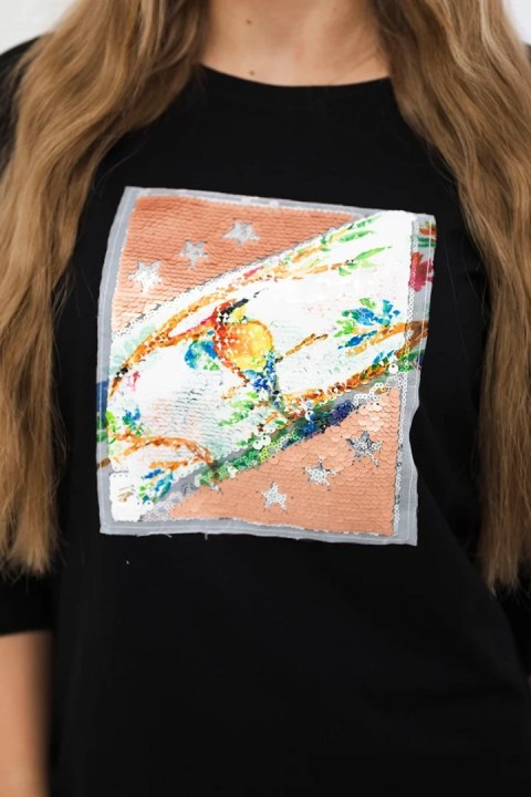 Bluzka z grafiką 3D Bird czarna Bluzka z grafiką 3D Bird czarna