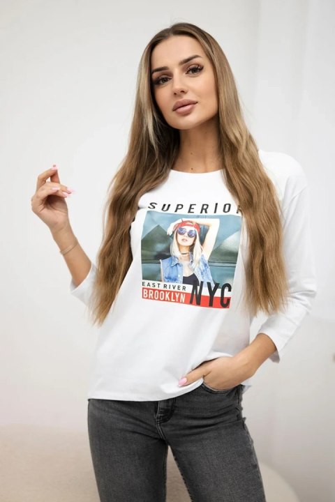 Bluzka z nadrukiem Superior biała Bluzka z nadrukiem Superior biała
