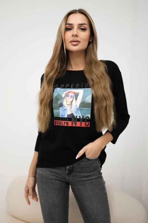 Bluzka z nadrukiem Superior czarna Bluzka z nadrukiem Superior czarna