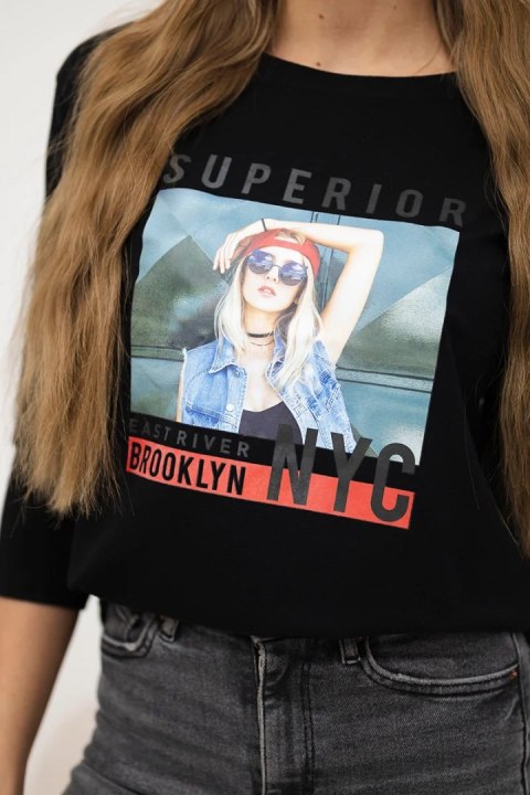 Bluzka z nadrukiem Superior czarna Bluzka z nadrukiem Superior czarna