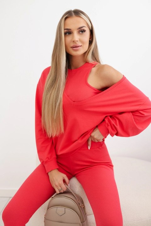 Komplet 3-częściowy bluza + top + legginsy malinowy Komplet 3-częściowy bluza + top + legginsy malinowy
