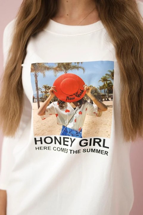Sukienka z nadrukiem Honey girl ecru Sukienka z nadrukiem Honey girl ecru