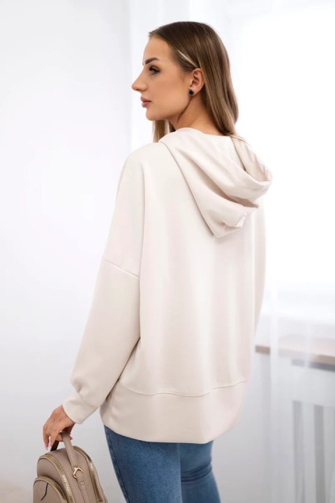 Bluza z kapturem z wiskozy beżowa Bluza z kapturem z wiskozy beżowa