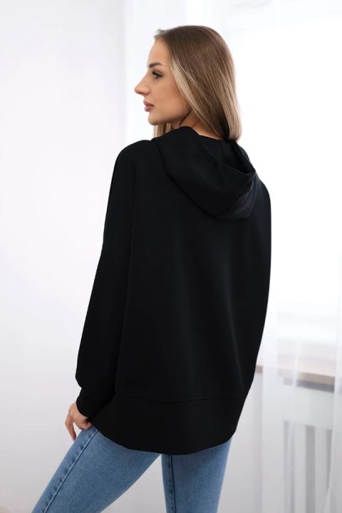 Bluza z kapturem z wiskozy czarna Bluza z kapturem z wiskozy czarna