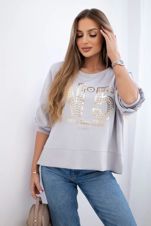 Bluza z nadrukiem masełko szara Bluza z nadrukiem masełko szara