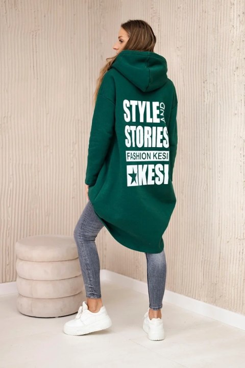 Bluza ocieplana z długim tyłem i kapturem ciemno zielona Bluza ocieplana z długim tyłem i kapturem ciemno zielona