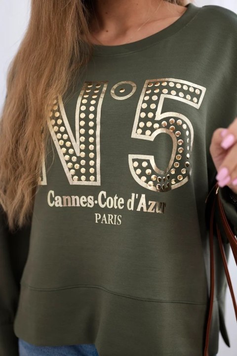 Bluza z nadrukiem masełko khaki Bluza z nadrukiem masełko khaki