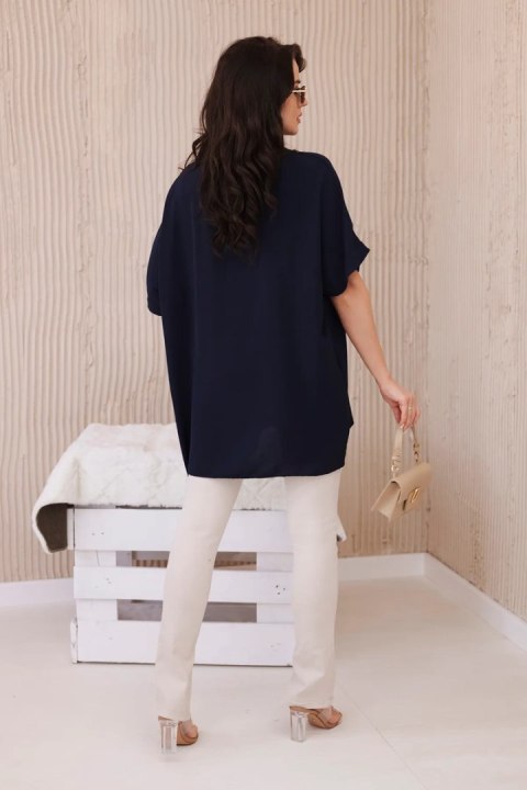 Bluzka oversize z wisiorkiem granatowy Bluzka oversize z wisiorkiem granatowy