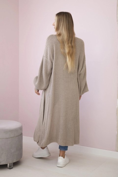 Sweter długi kardigan ciemny beżowy Sweter długi kardigan ciemny beżowy