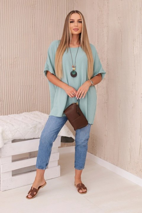 Bluzka oversize z wisiorkiem ciemno miętowa Bluzka oversize z wisiorkiem ciemno miętowa