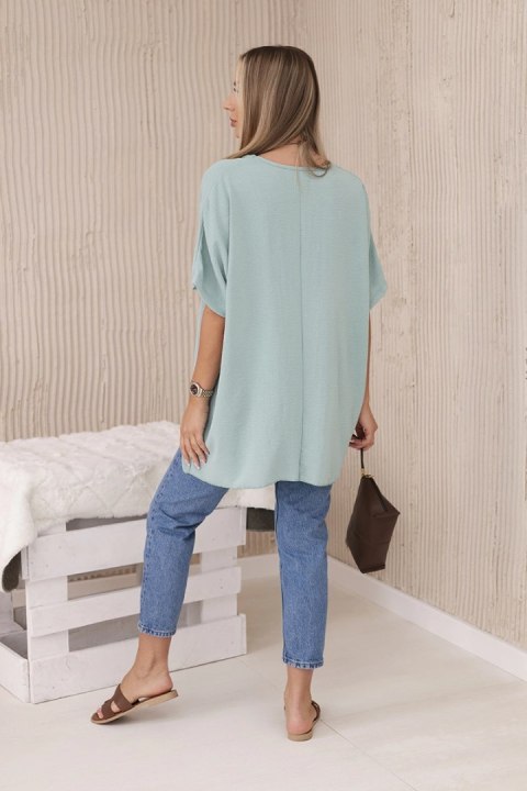 Bluzka oversize z wisiorkiem ciemno miętowa Bluzka oversize z wisiorkiem ciemno miętowa