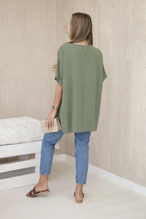 Bluzka oversize z wisiorkiem jasny khaki Bluzka oversize z wisiorkiem jasny khaki