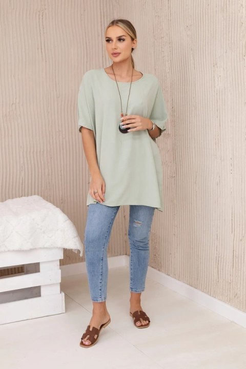 Bluzka oversize z wisiorkiem jasny miętowy Bluzka oversize z wisiorkiem jasny miętowy