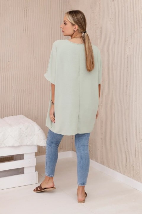 Bluzka oversize z wisiorkiem jasny miętowy Bluzka oversize z wisiorkiem jasny miętowy