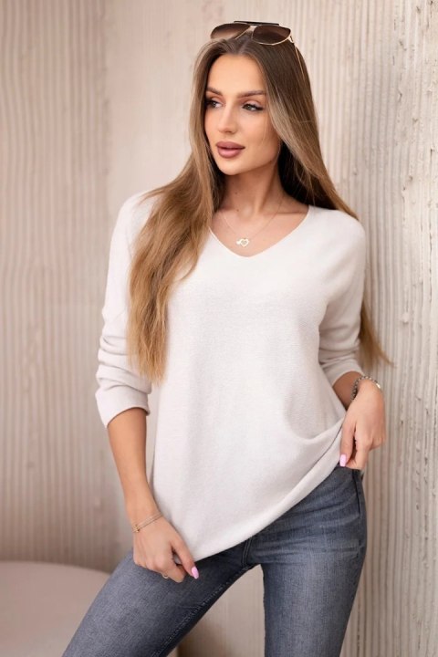 Sweter z dekoltem V beżowy Sweter z dekoltem V beżowy