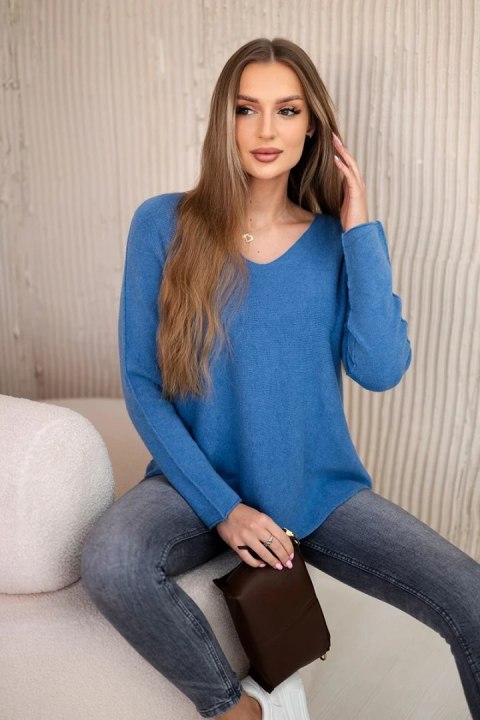 Sweter z dekoltem V jeansowy Sweter z dekoltem V jeansowy