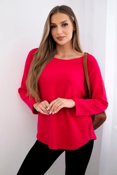 Sweter z okrągłym dekoltem fuksja Sweter z okrągłym dekoltem fuksja