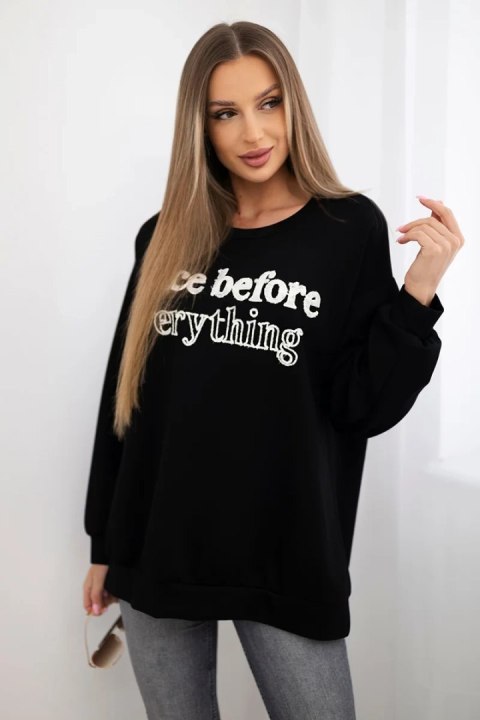 Bluza z haftowany napisem czarna Bluza z haftowany napisem czarna