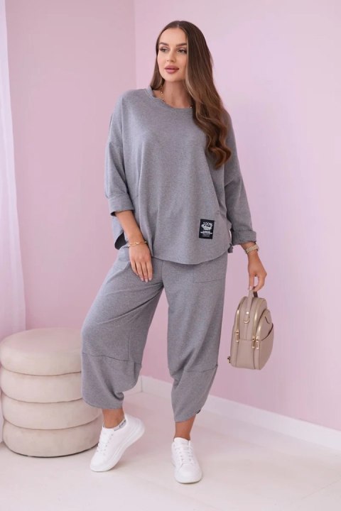 Komplet bawełniany bluza + spodnie szary melanż Komplet bawełniany bluza + spodnie szary melanż
