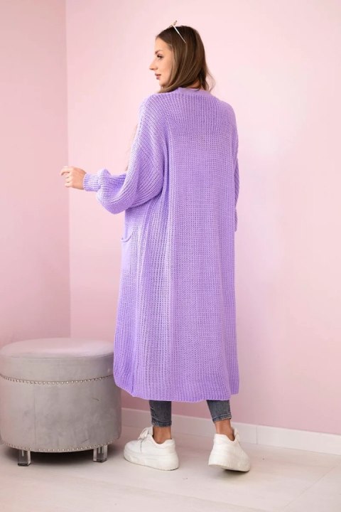 Sweter długi kardigan jasny fioletowy Sweter długi kardigan jasny fioletowy