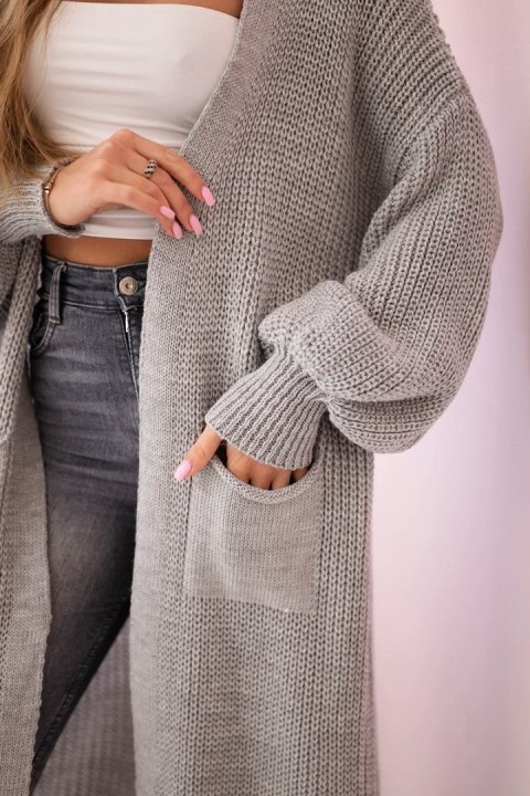 Sweter długi kardigan szary Sweter długi kardigan szary