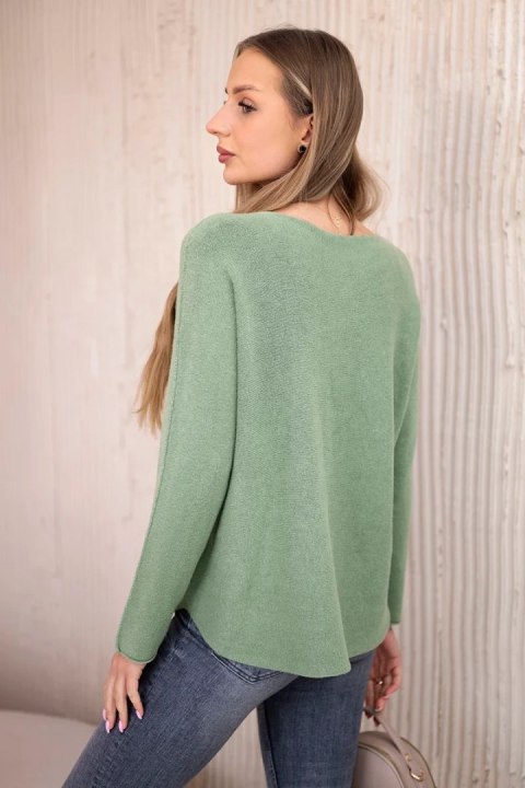 Sweter z dekoltem V jasny khaki Sweter z dekoltem V jasny khaki
