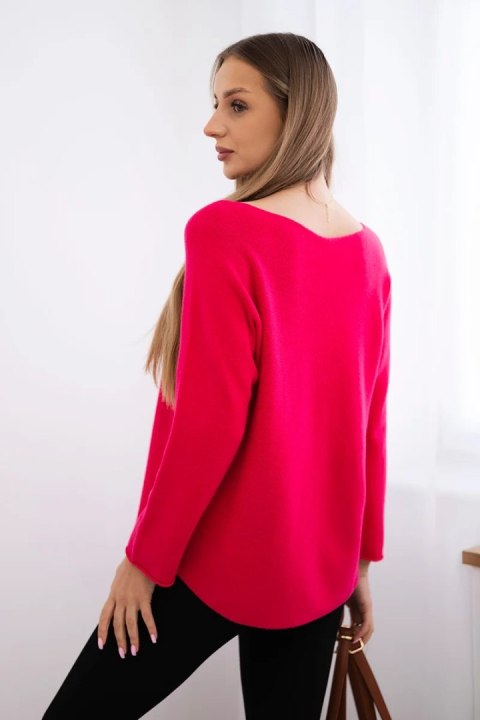 Sweter z okrągłym dekoltem fuksja Sweter z okrągłym dekoltem fuksja