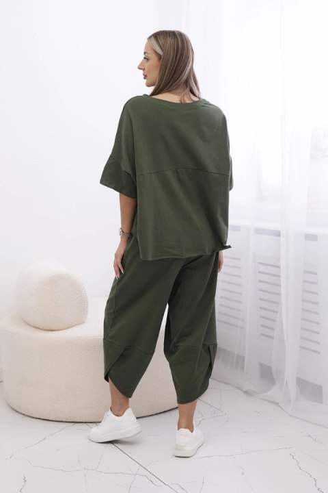 Komplet bawełniany bluzka + spodnie jasne khaki Komplet bawełniany bluzka + spodnie jasne khaki