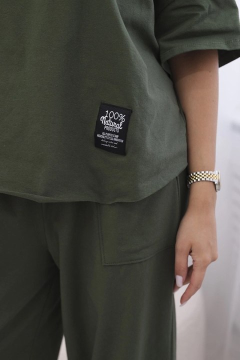 Komplet bawełniany bluzka + spodnie jasne khaki Komplet bawełniany bluzka + spodnie jasne khaki