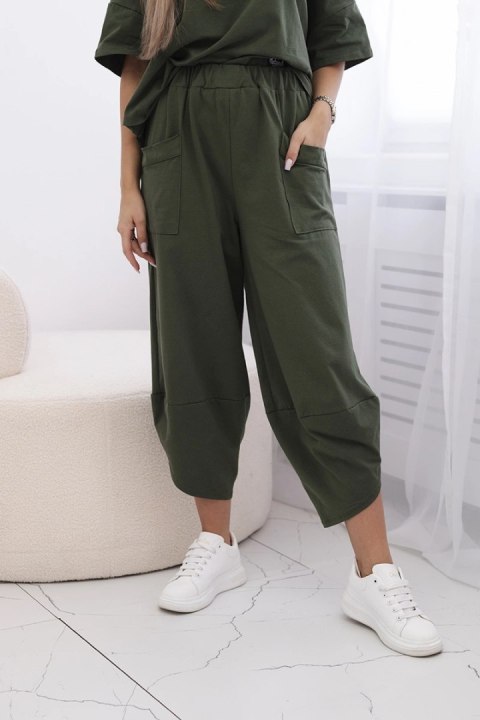 Komplet bawełniany bluzka + spodnie jasne khaki Komplet bawełniany bluzka + spodnie jasne khaki