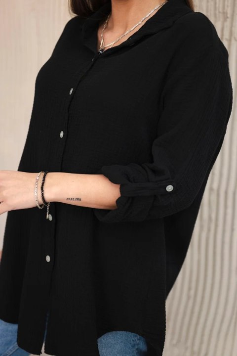 Koszula bawełniana muślinowa oversize czarna Koszula bawełniana muślinowa oversize czarna