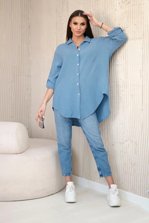 Koszula bawełniana muślinowa oversize jeansowy Koszula bawełniana muślinowa oversize jeansowy
