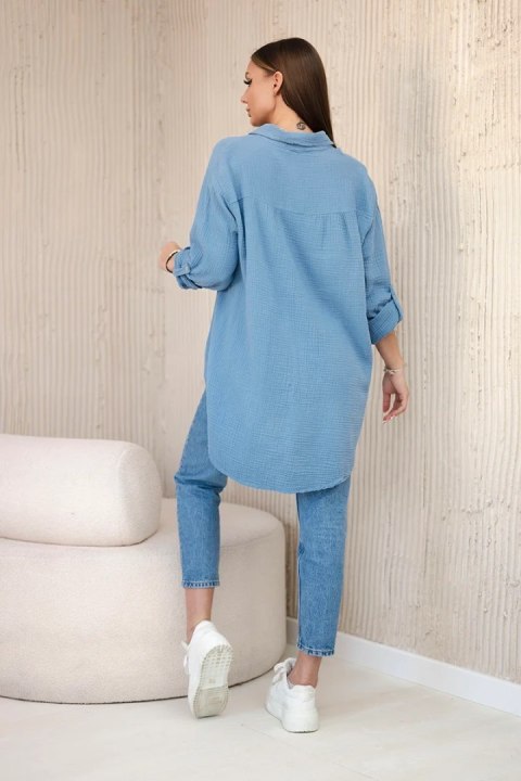 Koszula bawełniana muślinowa oversize jeansowy Koszula bawełniana muślinowa oversize jeansowy