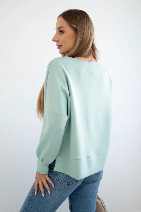 Bluza z nadrukiem masełko ciemno miętowa Bluza z nadrukiem masełko ciemno miętowa