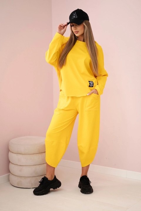 Komplet bawełniany bluza + spodnie ciemny żółty Komplet bawełniany bluza + spodnie ciemny żółty