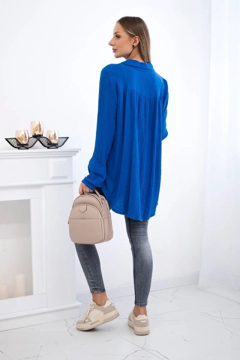 Koszula bawełniana muślinowa Plus Size chabrowa Koszula bawełniana muślinowa Plus Size chabrowa