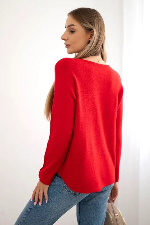 Sweter z okrągłym dekoltem czerwony Sweter z okrągłym dekoltem czerwony