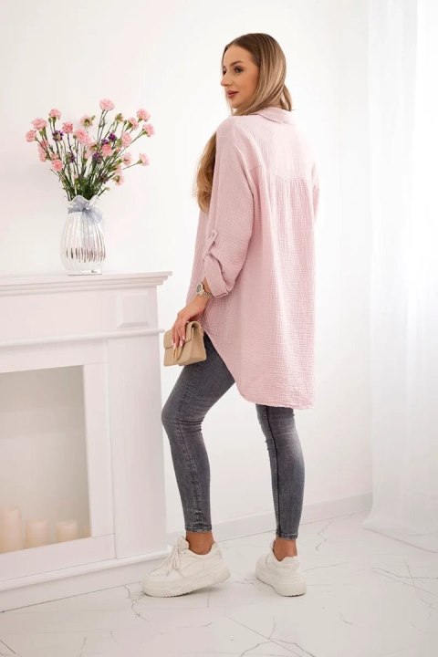 Koszula bawełniana muślinowa Plus Size ciemny pudrowy róż Koszula bawełniana muślinowa Plus Size ciemny pudrowy róż