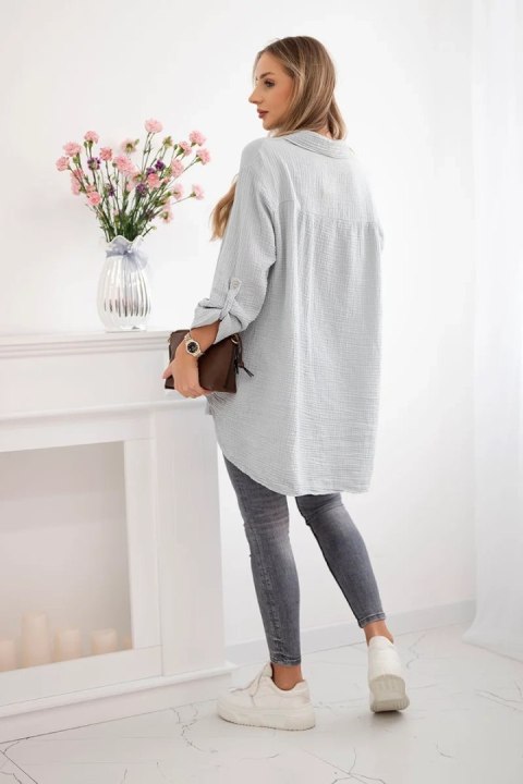 Koszula bawełniana muślinowa Plus Size szary Koszula bawełniana muślinowa Plus Size szary
