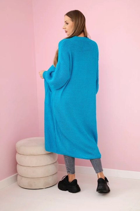 Sweter długi kardigan turkusowy Sweter długi kardigan turkusowy