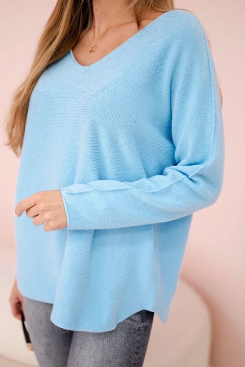 Sweter z dekoltem V błękitny Sweter z dekoltem V błękitny