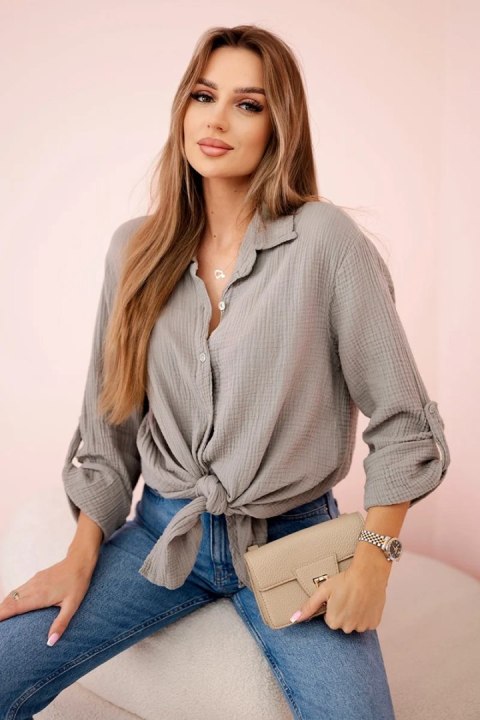 Koszula bawełniana muślinowa oversize fango Koszula bawełniana muślinowa oversize fango