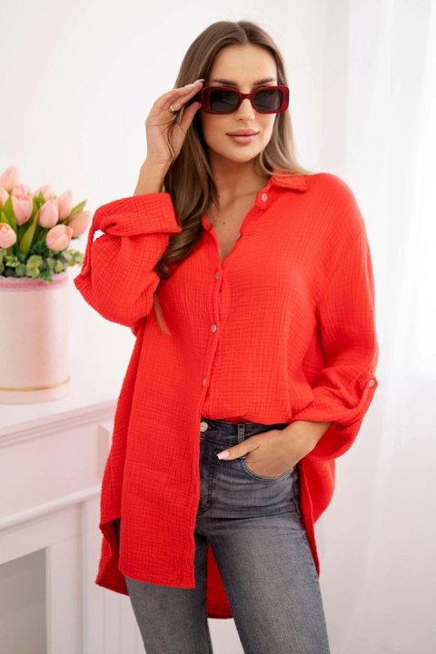 Koszula bawełniana muślinowa Plus Size czerwona Koszula bawełniana muślinowa Plus Size czerwona
