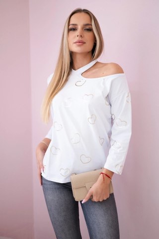 Bluzka z nadrukiem serc biała