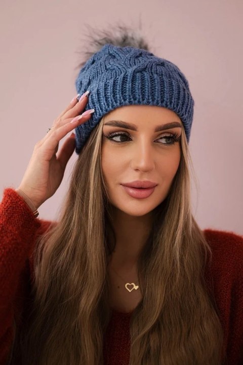 Czapka z polarem Ela K242 jeansowa Czapka z polarem Ela K242 jeansowa