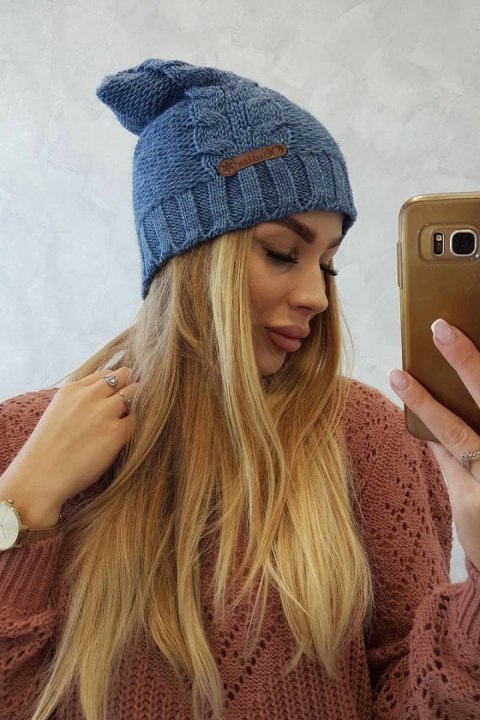 Czapka z polarem Ula K271 jeansowa Czapka z polarem Ula K271 jeansowa